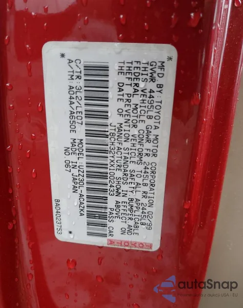 1999 Lexus Sc 400 from USA, damaged, VIN JT8CH32YXX1002433